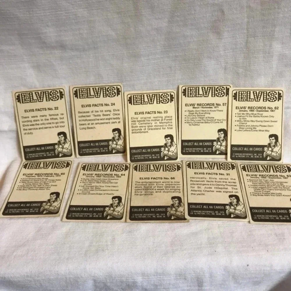 Vintage Elvis Presley Cards Collection 1978 10 cards Lot